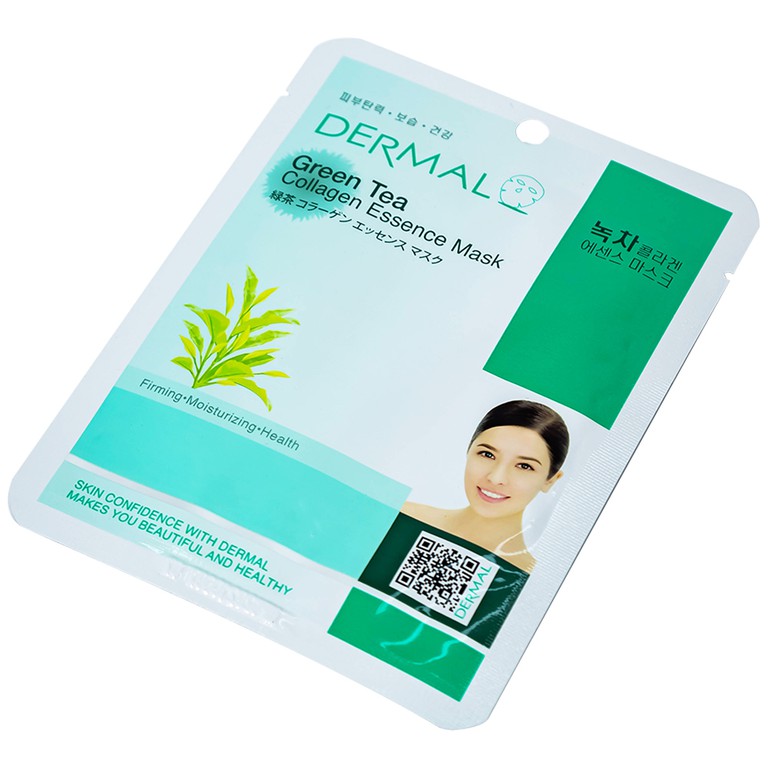Mặt nạ Dermal Green Tea Collagen Essence Mask dưỡng da dành cho mọi loại da (23g)