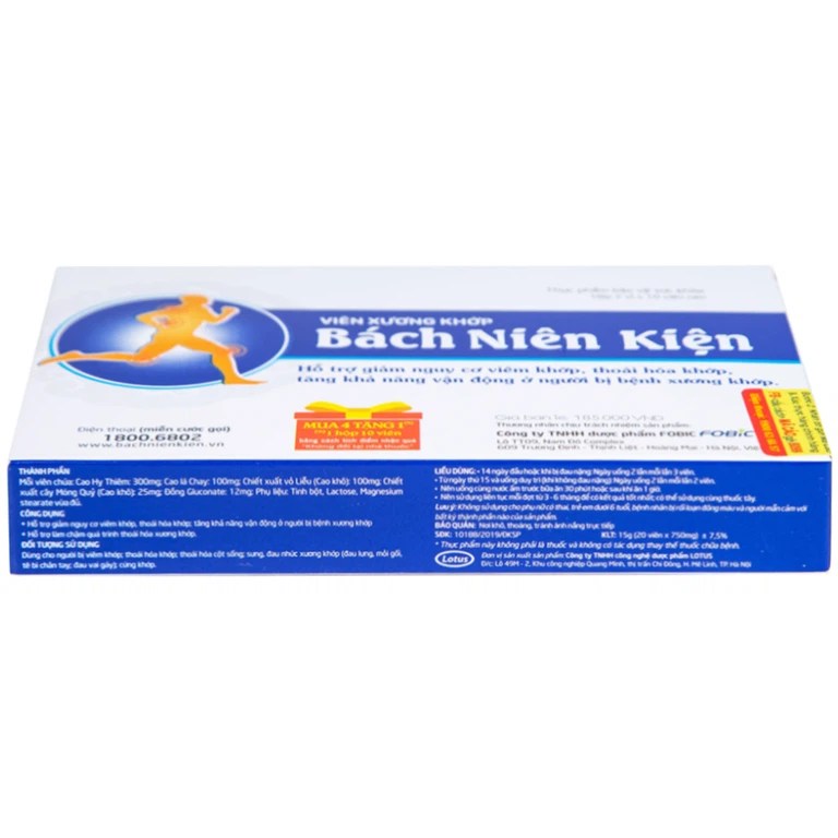 Viên xương khớp Bách Niên Kiện FOBIC hỗ trợ giảm nguy cơ viêm khớp, thoái hóa khớp (2 vỉ x 10 viên)