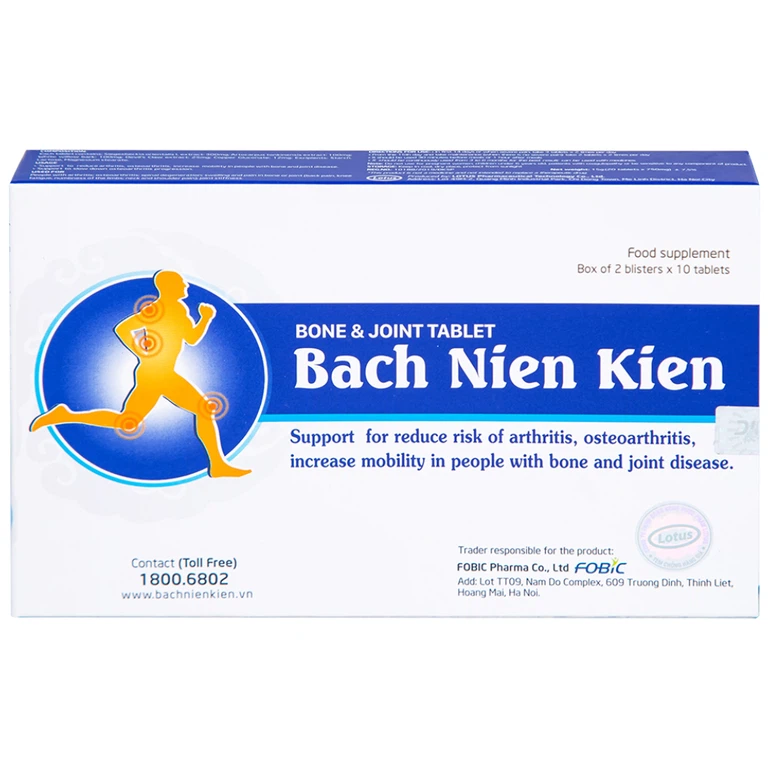 Viên xương khớp Bách Niên Kiện FOBIC hỗ trợ giảm nguy cơ viêm khớp, thoái hóa khớp (2 vỉ x 10 viên)
