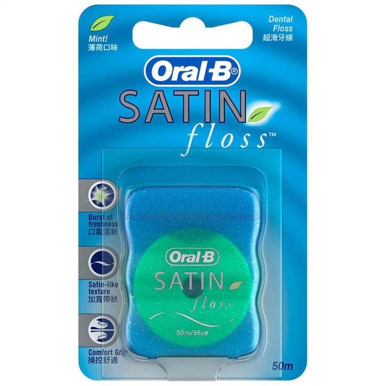 Chỉ nha khoa Oral-B Satin Floss cho nướu nhạy cảm, loại sạch mảng bám và thức ăn thừa trong kẽ răng (6 cuộn)