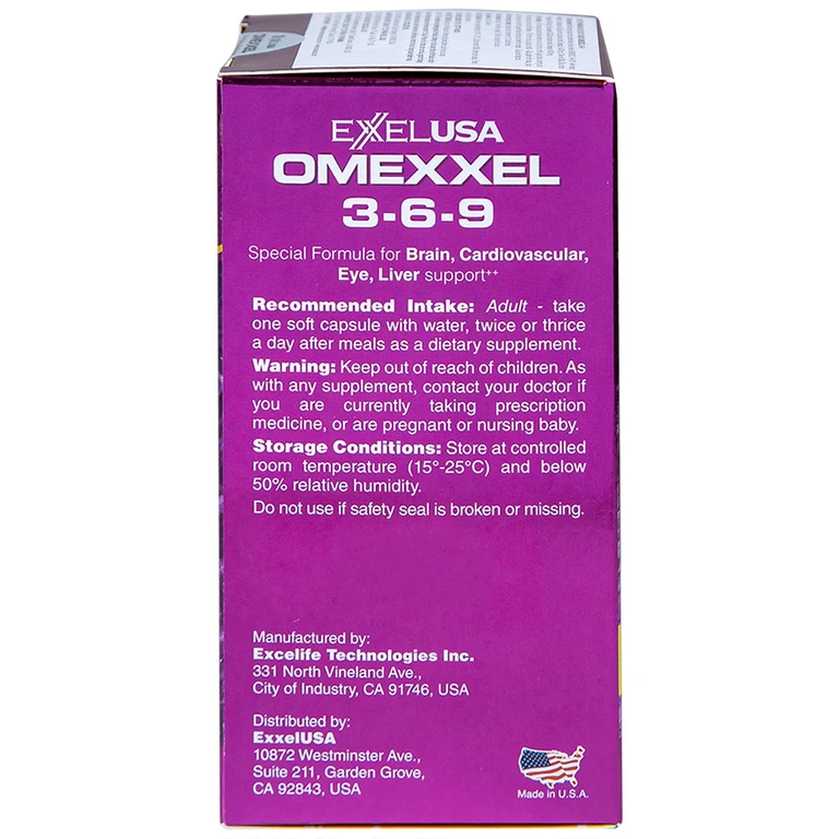 Viên uống Omexxel 3-6-9 Excelife tốt cho trí não, giúp bổ mắt (100 viên)