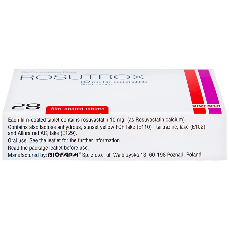 Thuốc Rosutrox 10mg Biofarm điều trị tăng cholesterol máu (4 vỉ x 7 viên) 