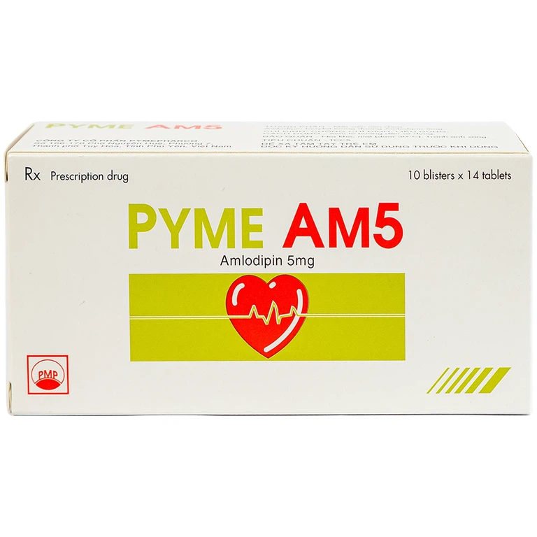 Thuốc Pyme-Am5 Pymepharco điều trị tăng huyết áp (10 vỉ x 14 viên)