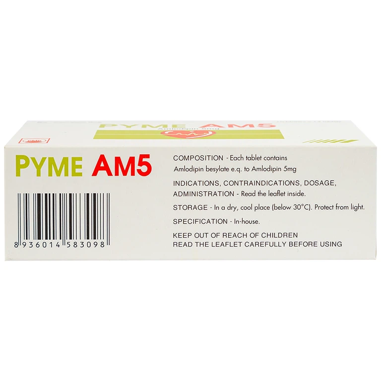 Thuốc Pyme-Am5 Pymepharco điều trị tăng huyết áp (10 vỉ x 14 viên)