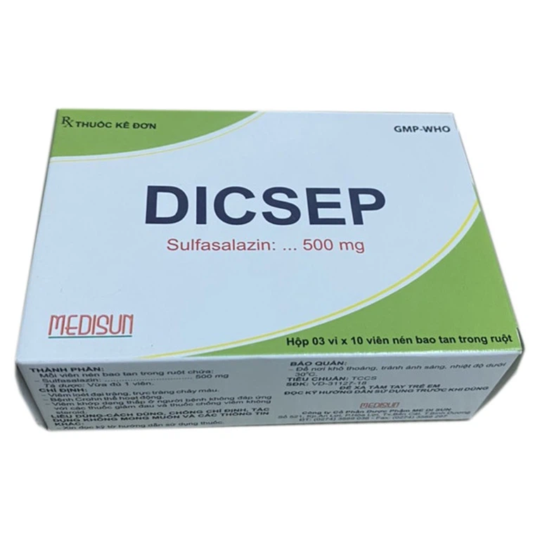 Thuốc Dicsep Medisun điều trị viêm loét đại tràng, trực tràng chảy máu (3 vỉ x 10 viên)