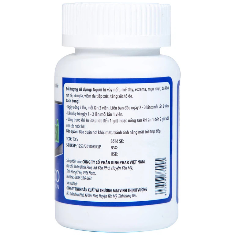 Viên uống Khang Bảo Bì Kingphar hỗ trợ giảm chứng mày đay, Eczema, mụn nhọt (60 viên)