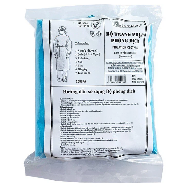 Bộ trang phục phòng dịch 7 món Bảo Thạch bảo vệ cơ thể khỏi xâm nhập của virus