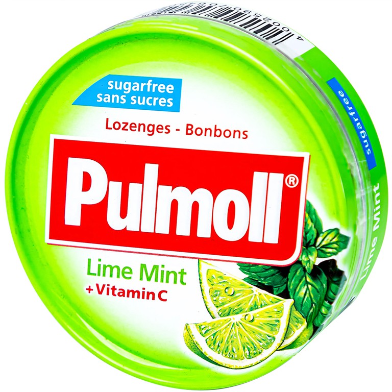 Kẹo ngậm không đường Pulmoll Lime Mint vị chanh bạc hà hỗ trợ bổ sung vitamin C cho cơ thể (45g)