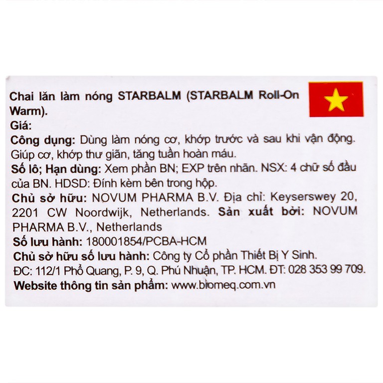 Chai lăn làm nóng Starbalm giúp cơ, khớp thư giãn, tăng tuần hoàn máu (75ml)