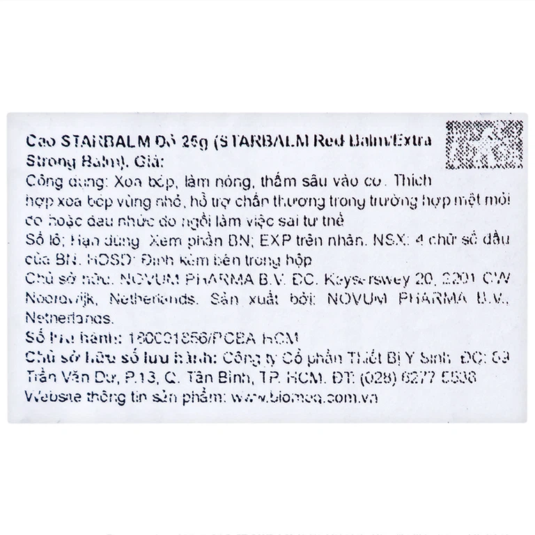 Cao Starbalm đỏ 25g xoa bóp, làm nóng, thấm sâu vào cơ, hỗ trợ chấn thương