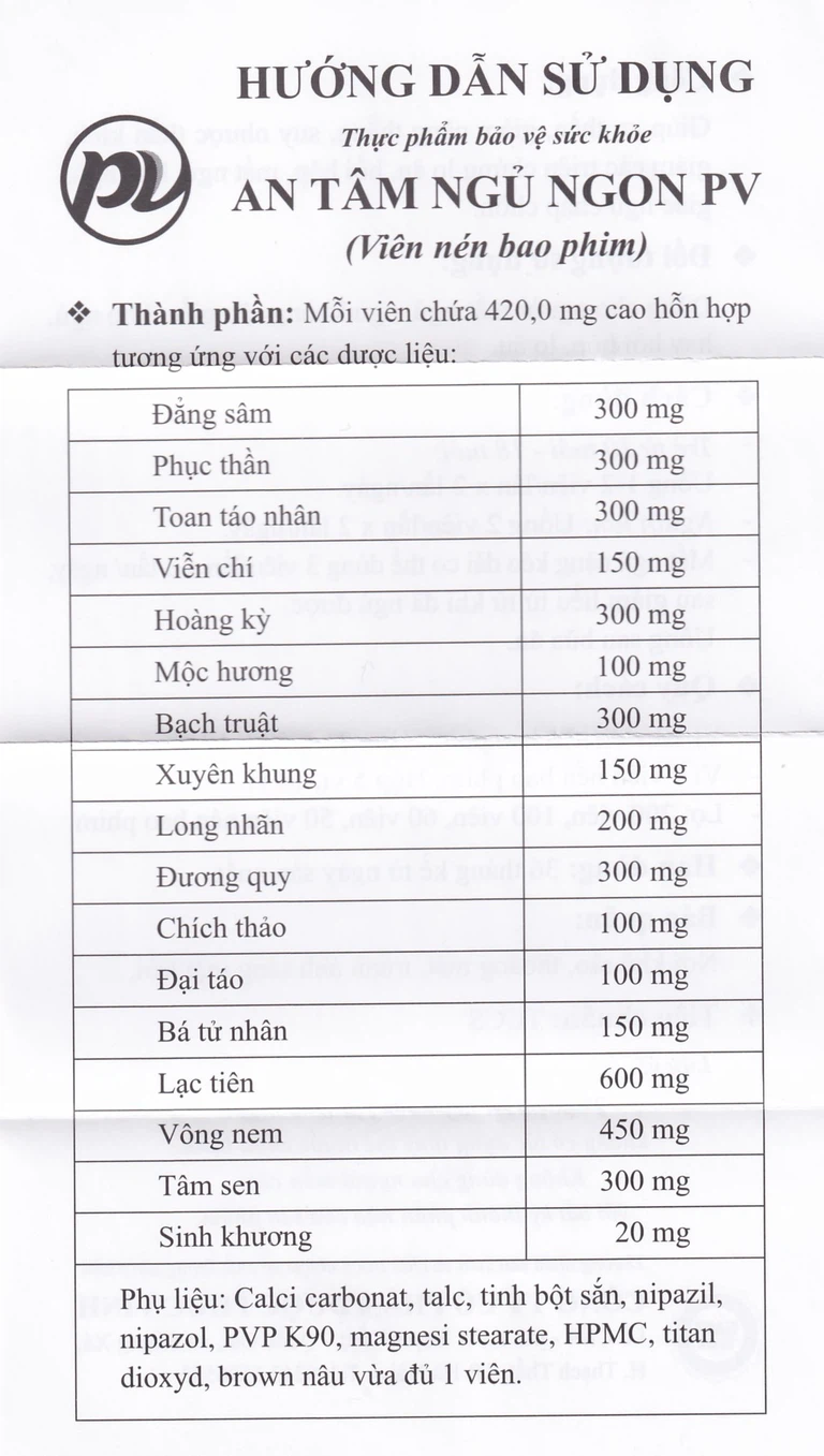 Viên uống An Tâm Ngủ Ngon PV Pharma giúp an thần, giảm căng thẳng (5 vỉ x 10 viên)