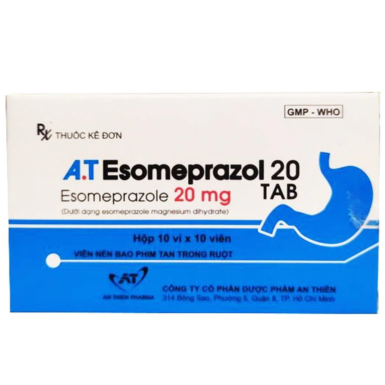 Thuốc A.T Esomeprazol 20 điều trị loét dạ dày tá tràng (10 vỉ x 10 viên)