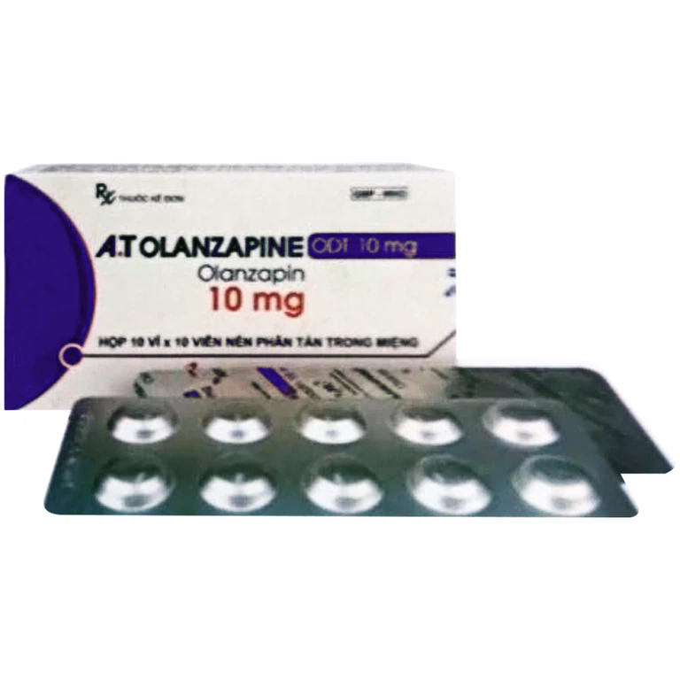 Viên nén A.T Olanzapine ODT 10mg An Thiên điều trị tâm thần phân liệt (10 vỉ x 10 viên)