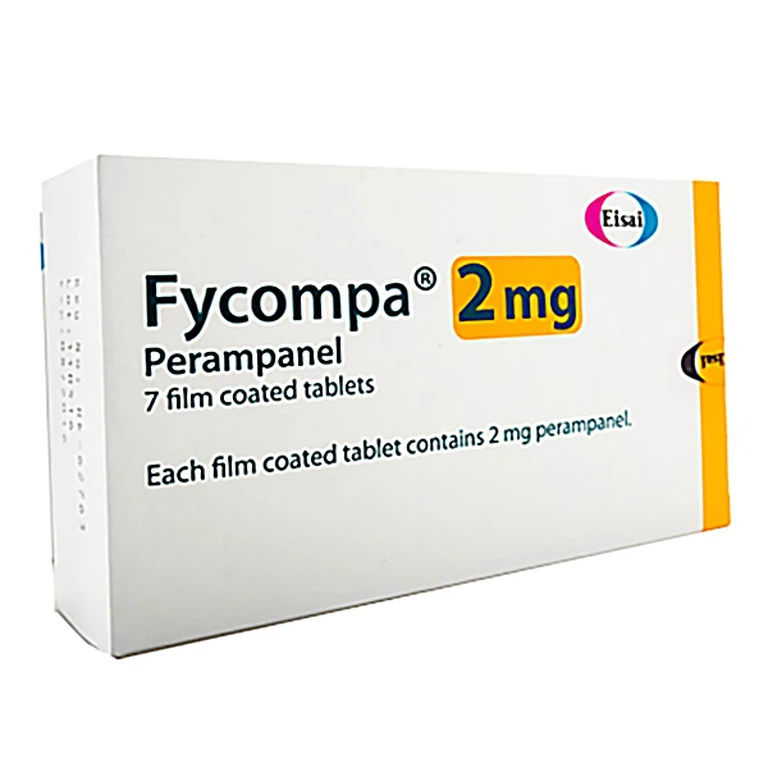 Thuốc Fycompa 2mg Eisai điều trị bổ trợ cơn động kinh (4 vỉ x 7 viên)