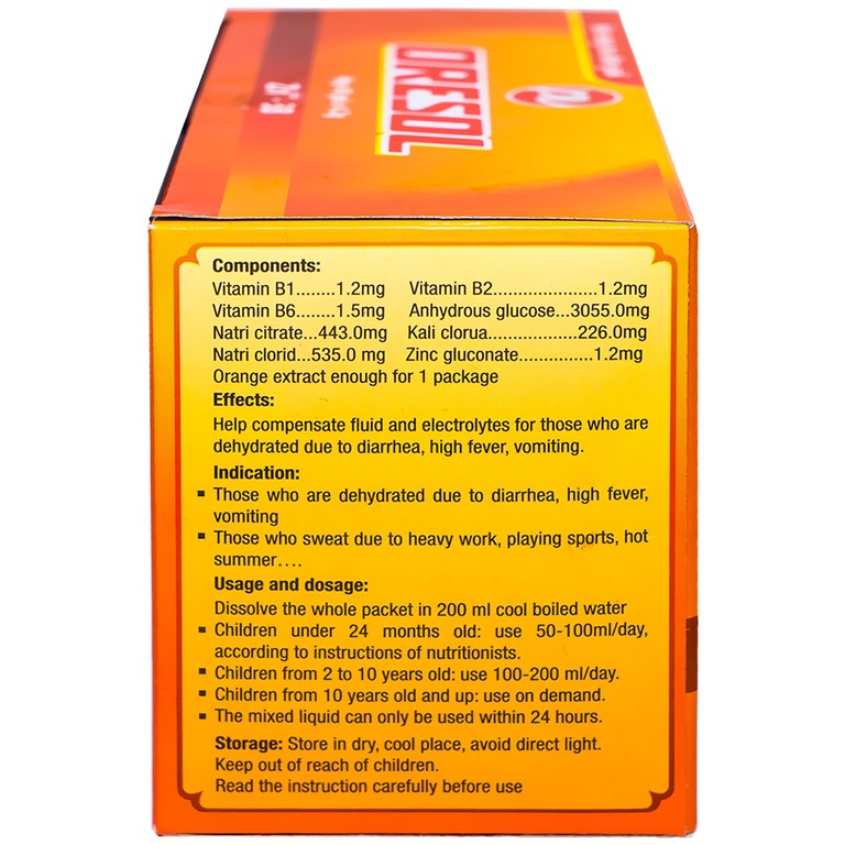 Bột pha Oresol Cam Phúc Vinh giúp bù nước và bổ sung chât điện giải (40 gói x 4.2g)