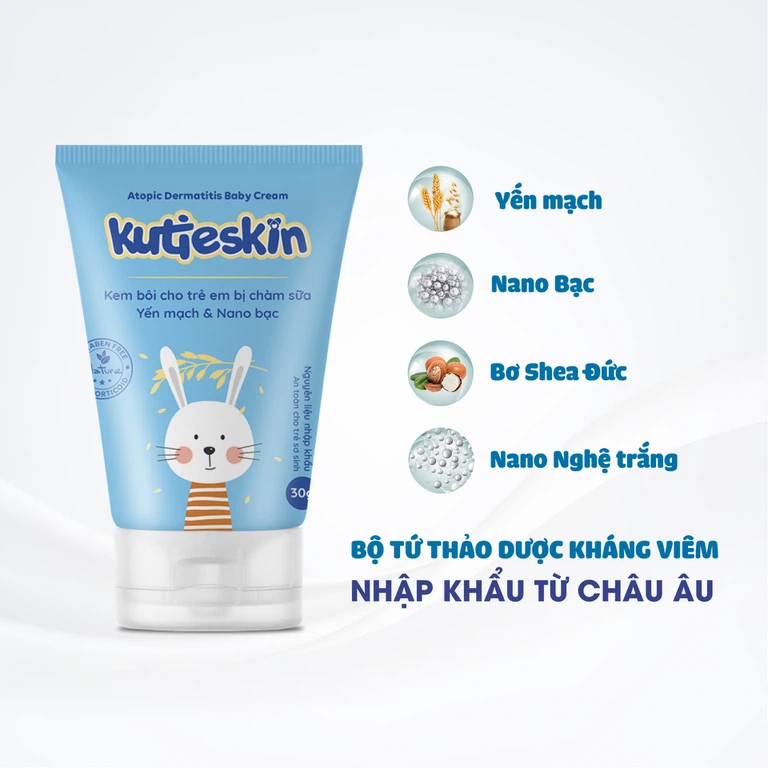 Kem bôi cho trẻ em bị chàm sữa Kutieskin giảm ngứa, kháng viêm, cải thiện bong tróc da (30g)