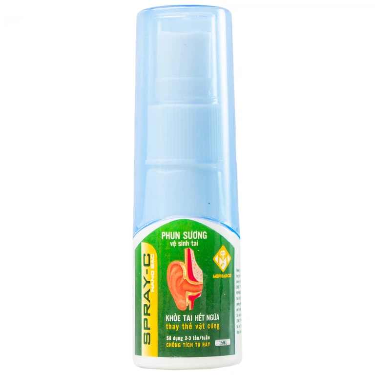 Phun sương vệ sinh tai Spray-C Nano Bạc Aero Chemie làm sạch ráy tai, phục hồi cơ chế tự làm sạch ráy (15ml)