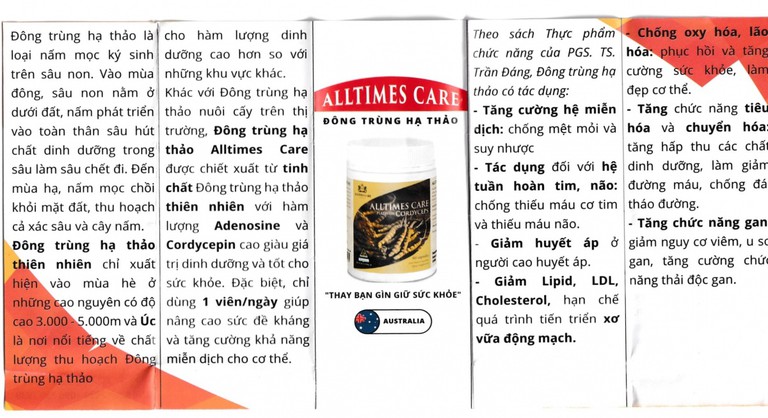 Viên uống Alltimes Care Platinum Cordyceps tăng cường sức khoẻ, nâng cao sức đề kháng (60 viên)