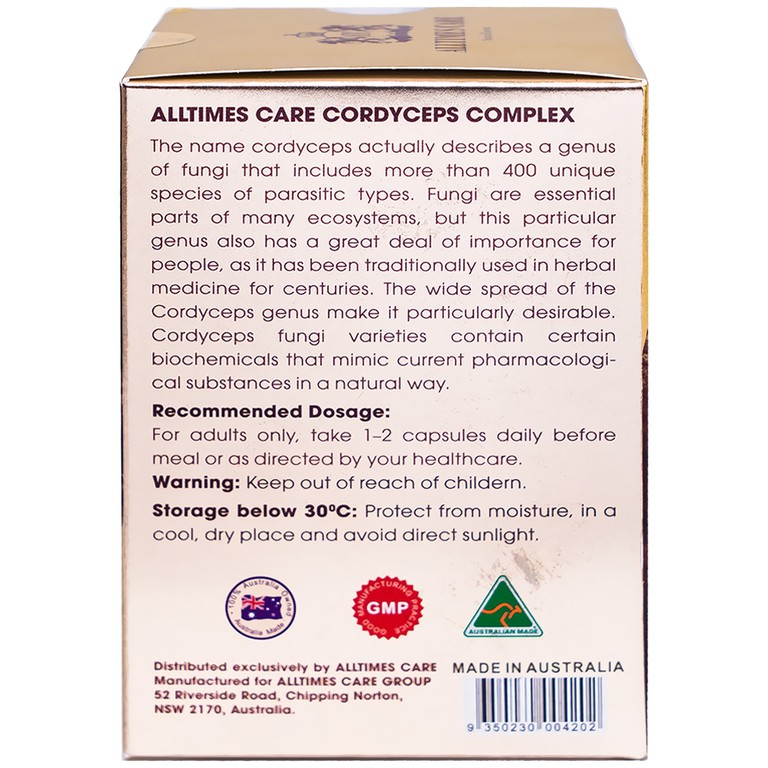 Viên uống Alltimes Care Platinum Cordyceps tăng cường sức khoẻ, nâng cao sức đề kháng (60 viên)