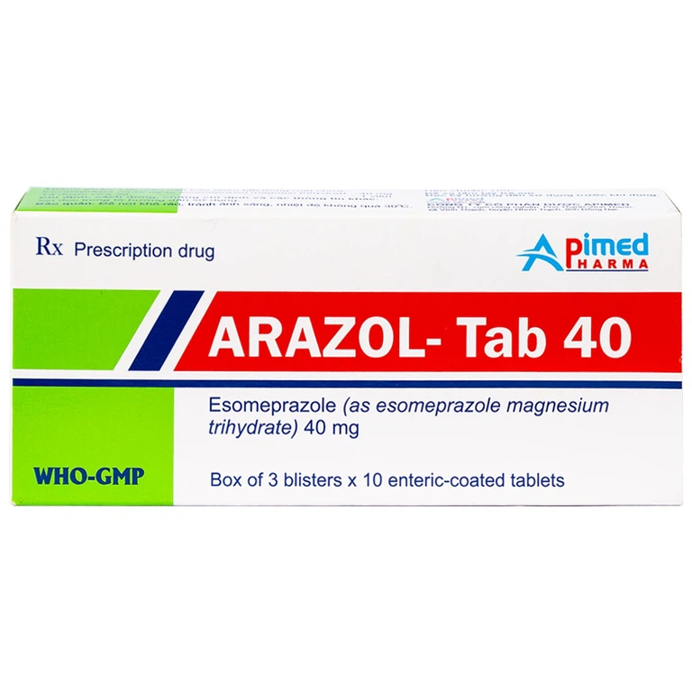 Thuốc Arazol-Tab 40 Apimed điều trị bệnh trào ngược dạ dày - thực quản (3 vỉ x 10 viên)