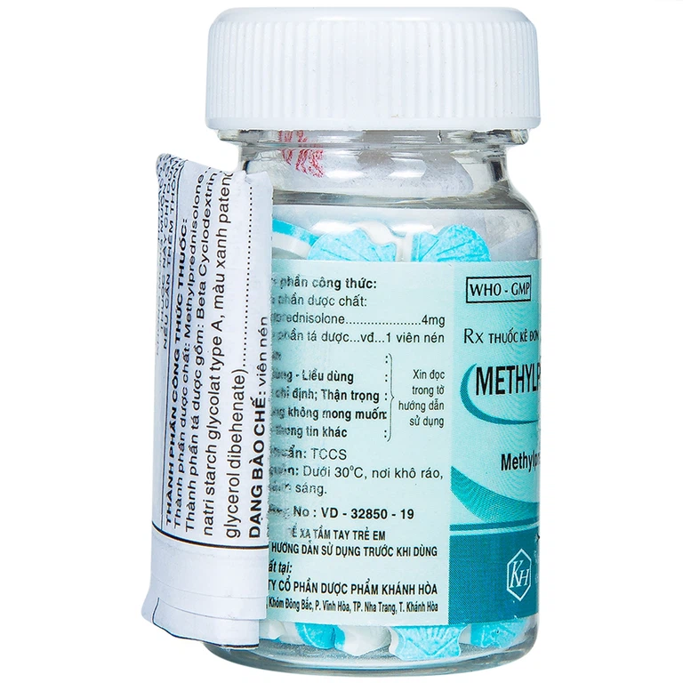 Thuốc Methylprednisolone Blue 4mg Khapharco kháng viêm, điều trị rối loạn nội tiết (100 viên)