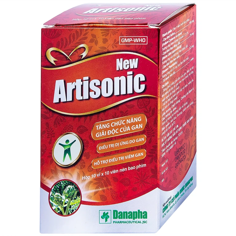 Viên nén New Artisonic Danapha tăng chức năng giải độc gan, điều trị dị ứng, viêm gan (10 vỉ x 10 viên)