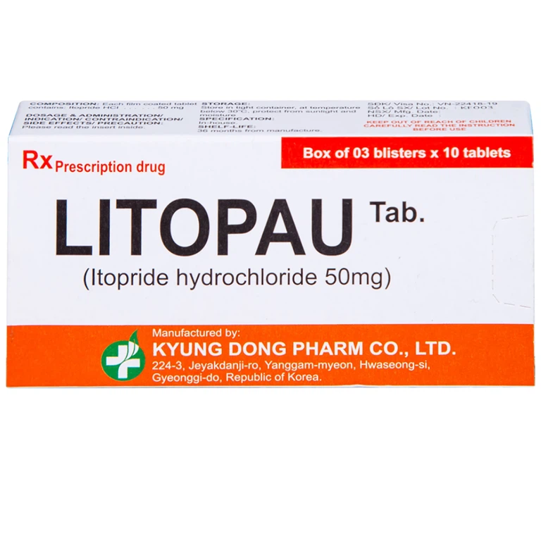 Thuốc Litopau Tab điều trị các triệu chứng viêm dạ dày mãn tính (3 vỉ x 10 viên)