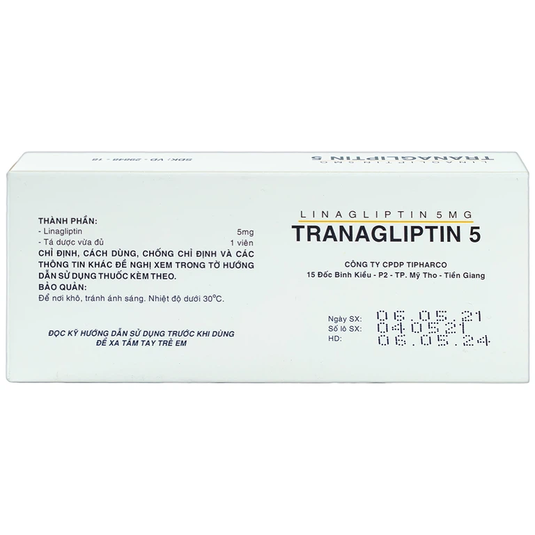 Thuốc Tranagliptin 5 Tipharco điều trị đái tháo đường típ 2 (3 vỉ x 10 viên) 
