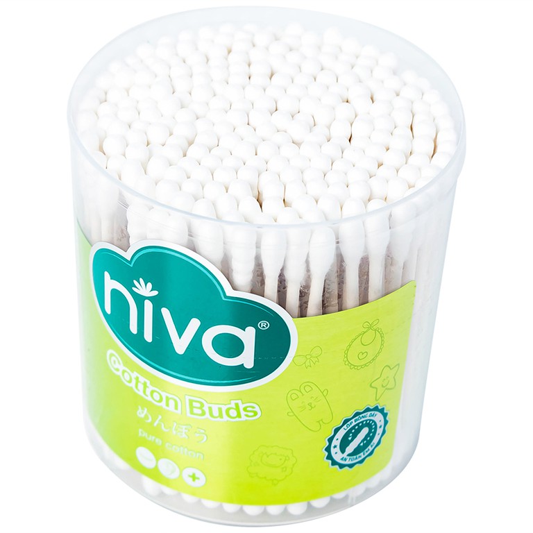 Tăm bông Niva Cotton Buds AJ2 thân giấy 1 đầu tròn 1 đầu xoắn vệ sinh tai, mũi, vết thương (200 que)