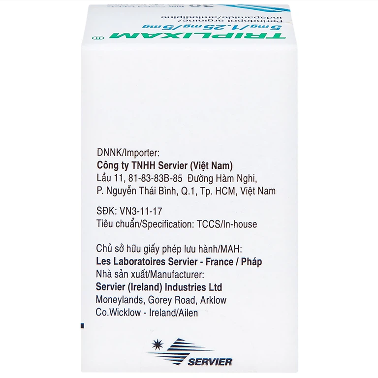Thuốc Triplixam 5mg/1.25mg/5mg Servier điều trị tăng huyết áp (30 viên)