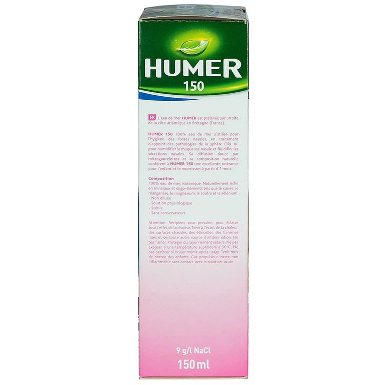 Dung dịch xịt mũi Humer 150 Nasal Hygiene vệ sinh khoang mũi hàng ngày (150ml)