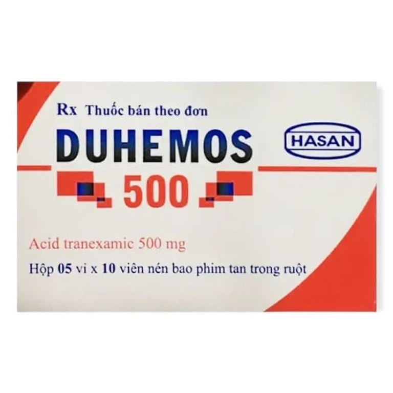 Thuốc Duhemos 500mg Hasan trị chảy máu do tăng tiêu fibrin như rong kinh, chảy máu cam, sau phẫu thuật (5 vỉ x 10 viên)