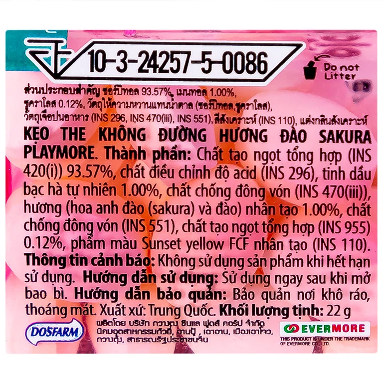 Kẹo the PlayMore hương Đào thơm miệng, mát họng, giảm stress (12g)