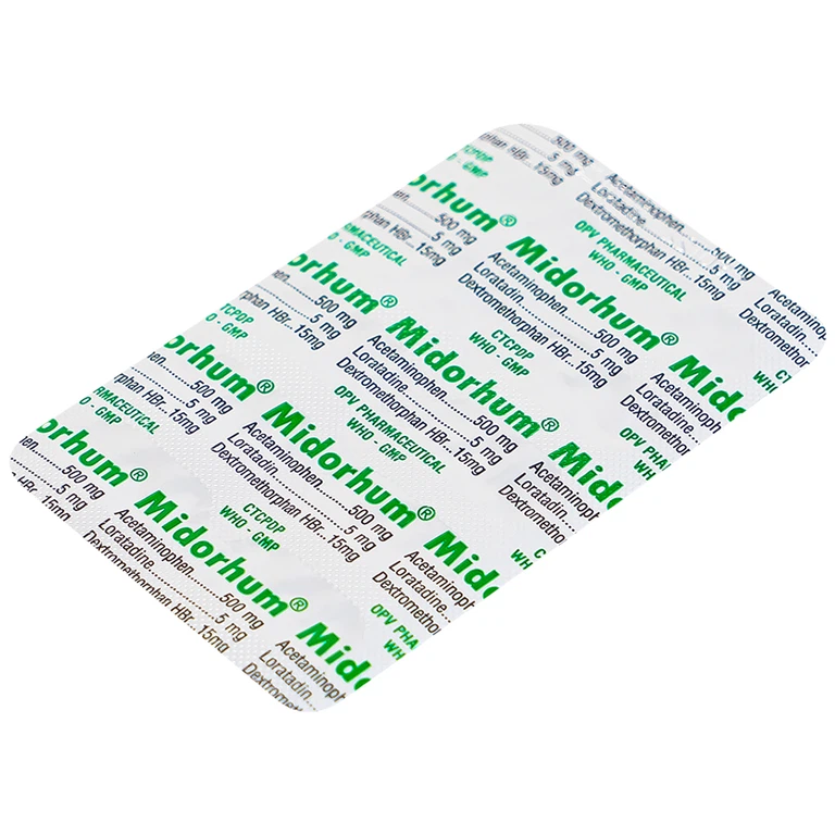 Viên nén Midorhum OPV hạ sốt, giảm ho, giảm đau, chống dị ứng (10 vỉ x 10 viên)