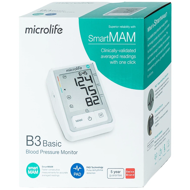 Máy đo huyết áp tự động Microlife B3 Basic hỗ trợ đo huyết áp