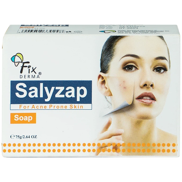 Xà phòng Fixderma Salyzap Soap làm sạch da, giảm mụn trứng cá, mụn đầu đen (75g)
