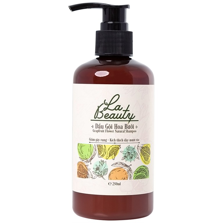 Dầu gội hoa bưởi La Beauty giảm gãy rụng, kích thích dày mượt tóc, loại bỏ nhờn, ngăn nấm và gàu (250ml)