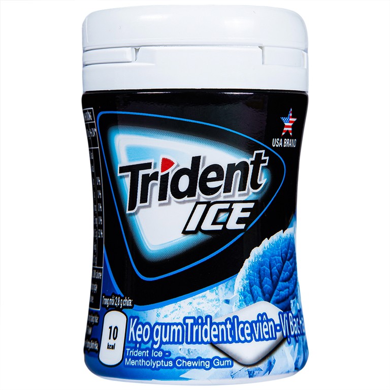Kẹo gum Trident Ice Vị Bạc Hà giúp hơi thở thơm mát, thông mũi (56g)