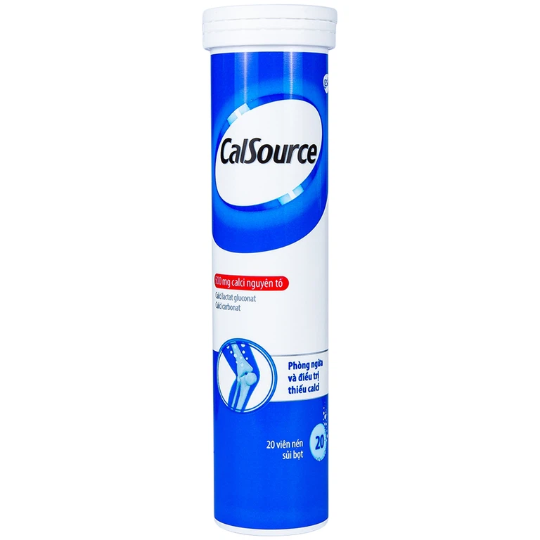 Viên sủi CalSource 500mg GSK phòng ngừa và điều trị thiếu canxi (20 viên)