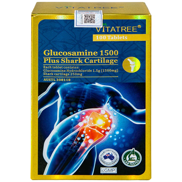 Viên uống Vitatree Glucosamine 1500 Plus Shark Cartilage hỗ trợ duy trì chức năng của khớp (100 viên)