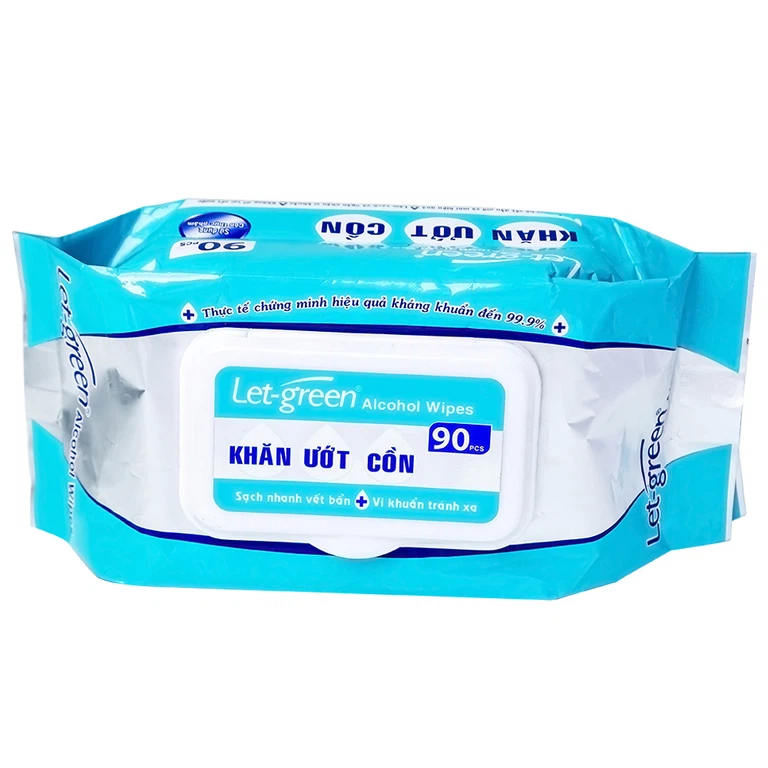 Khăn ướt cồn Let-Green làm sạch, kháng khuẩn và giữ vệ sinh (90 miếng)