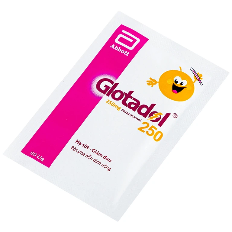 Bột Glotadol 250 Abbott hỗ trợ hạ sốt và giảm đau (20 gói x 2.5g)