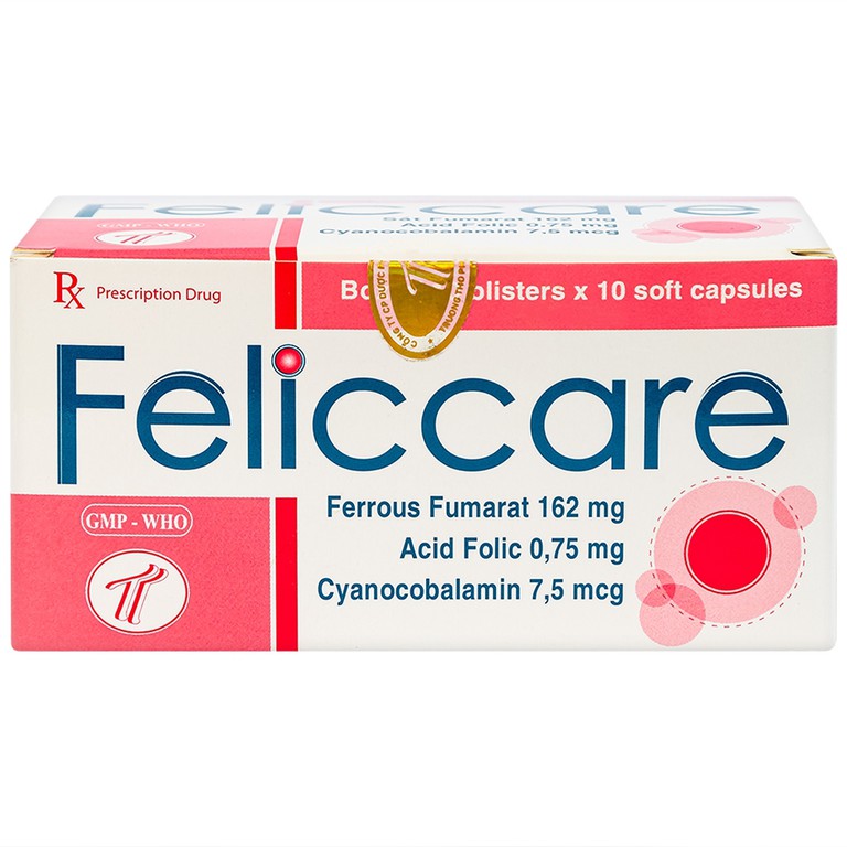 Thuốc Feliccare Trường Thọ phòng và trị các trường hợp thiếu máu (10 vỉ x 10 viên)