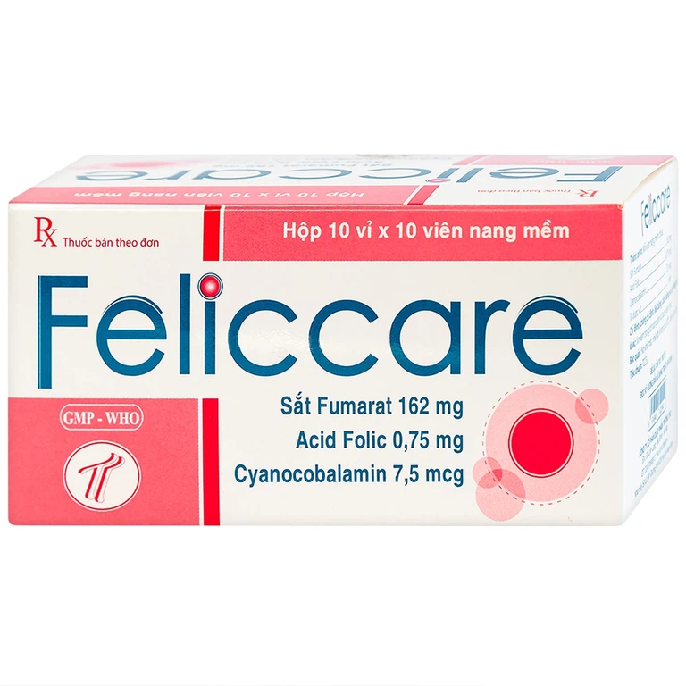 Thuốc Feliccare Trường Thọ phòng và trị các trường hợp thiếu máu (10 vỉ x 10 viên)