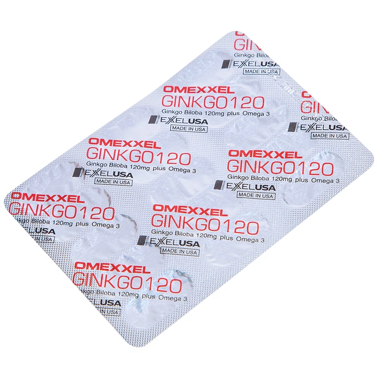 Viên uống Omexxel Ginkgo 120 Excelife hỗ trợ tăng cường tuần hoàn máu não, tốt cho tim mạch (2 vỉ x 15 viên)