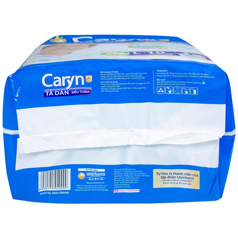 Tã dán người lớn Caryn siêu thấm size L10, vòng hông 68 x 122cm (10 miếng)