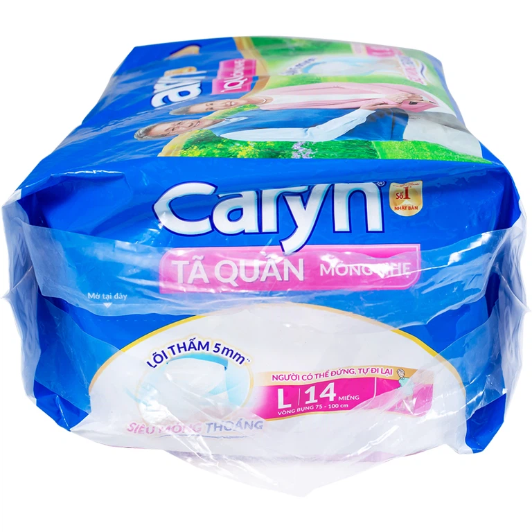 Tã quần người lớn Caryn mỏng nhẹ size L14 vòng bụng 75 x 100cm (14 miếng)