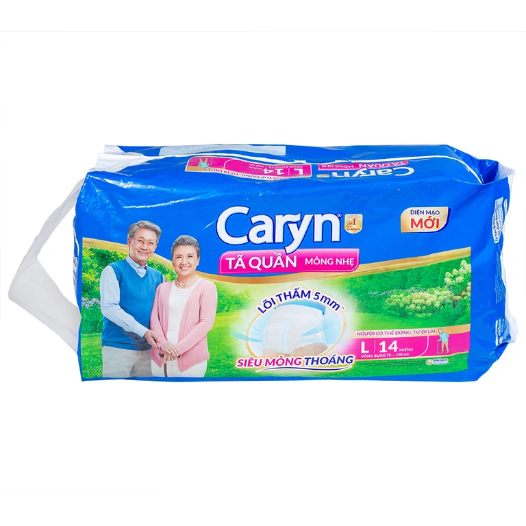 Tã quần người lớn Caryn mỏng nhẹ size L14 vòng bụng 75 x 100cm (14 miếng)