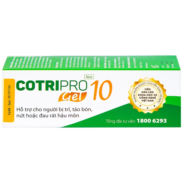 Gel Cotripro hỗ trợ cho người bị trĩ, táo bón, nứt hoặc đau rát hậu môn (10g)