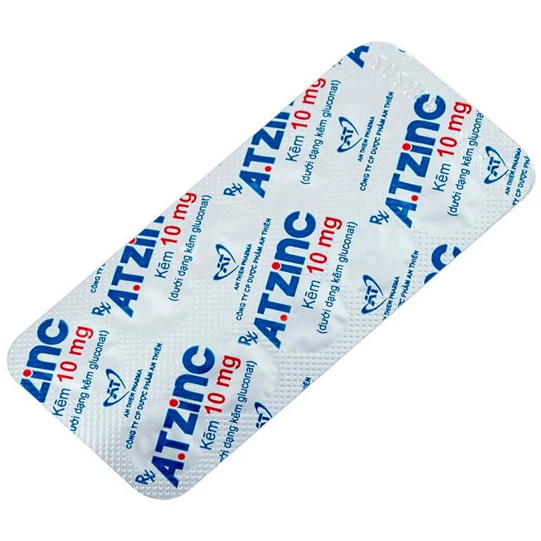 Thuốc A.T Zinc 10mg An Thiên điều trị tiêu chảy kéo dài (10 vỉ x 10 viên)